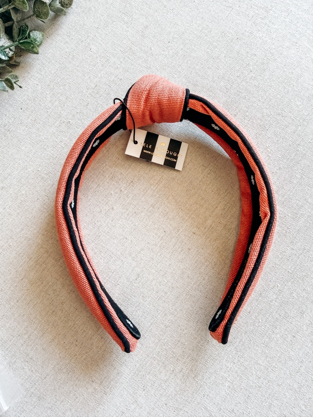 Lele Sadoughi Piping Trim Slim Knotted Headband Rose Clay NWT - Picture 1 of 6